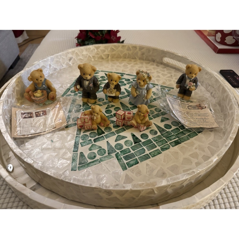 Cherished Teddies Wedding Lot Groom Bride Ring Bearer Baby Blocks Figures VTG‎